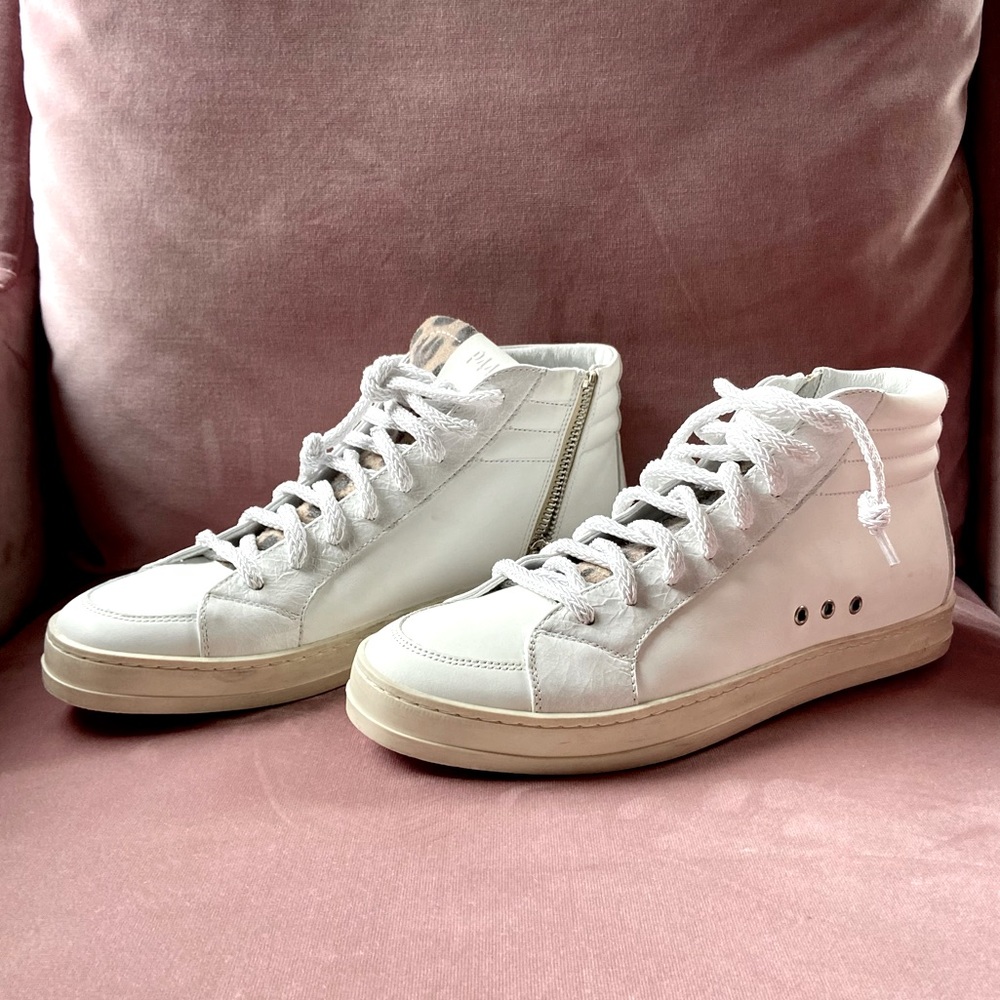 NEW P448 white leather hi- top skate sneakers - size 39